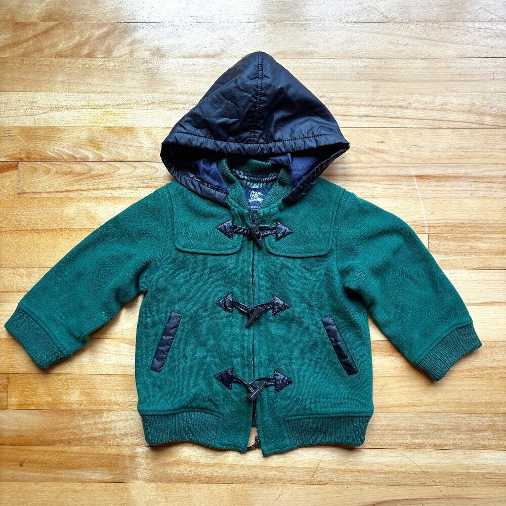 Burberry Kids Green Toggle Coat – Detachable Hood